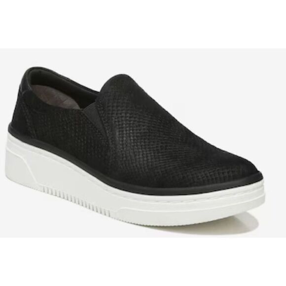 Dr. Scholl's Sneakers Everywhere Womens 6.5 Black Leather Slip-On Embossed Shoes - Picture 1 of 11